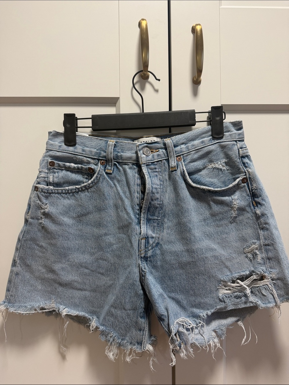 Agolde High-Rise Distressed Denim Women’s Shorts - Light Blue